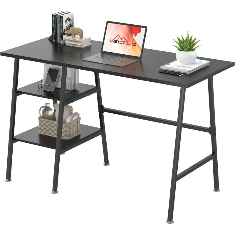 43 Inch Computer Home Office, Writing Storage Side Hutch Workstation with Shelf Desk 43