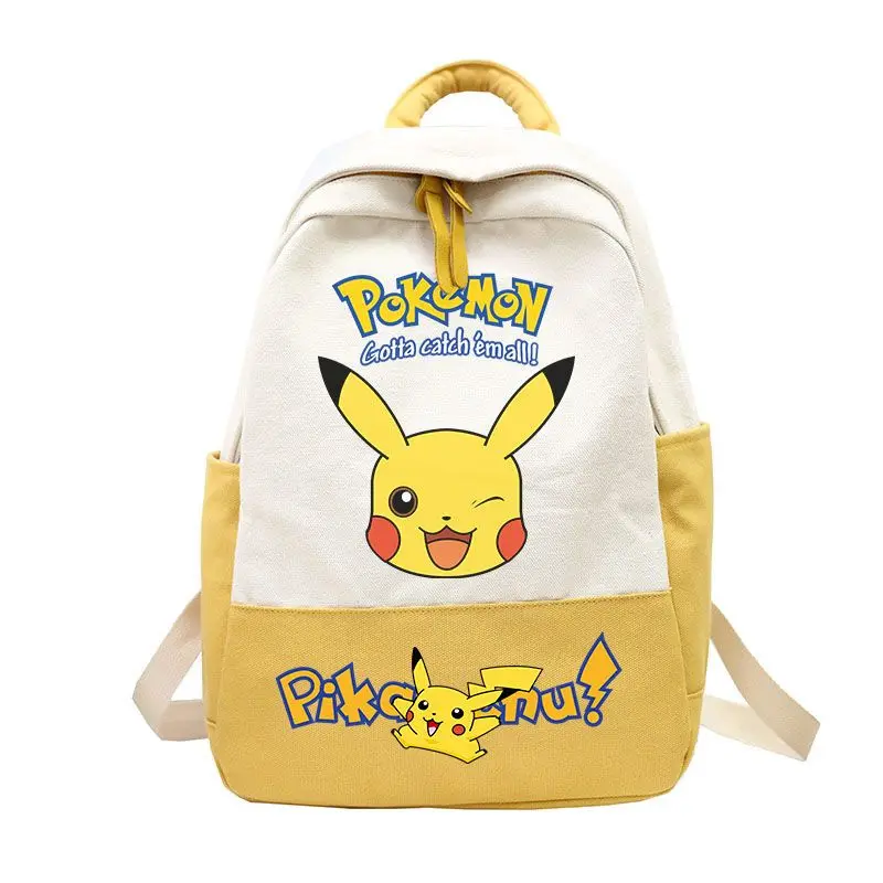 Anime Pikachu 3D Print Backpack Cartoon Satchel Color Block Knapsack Casual School Bag Outdoor Travel Canvas Daypack 15 Inch