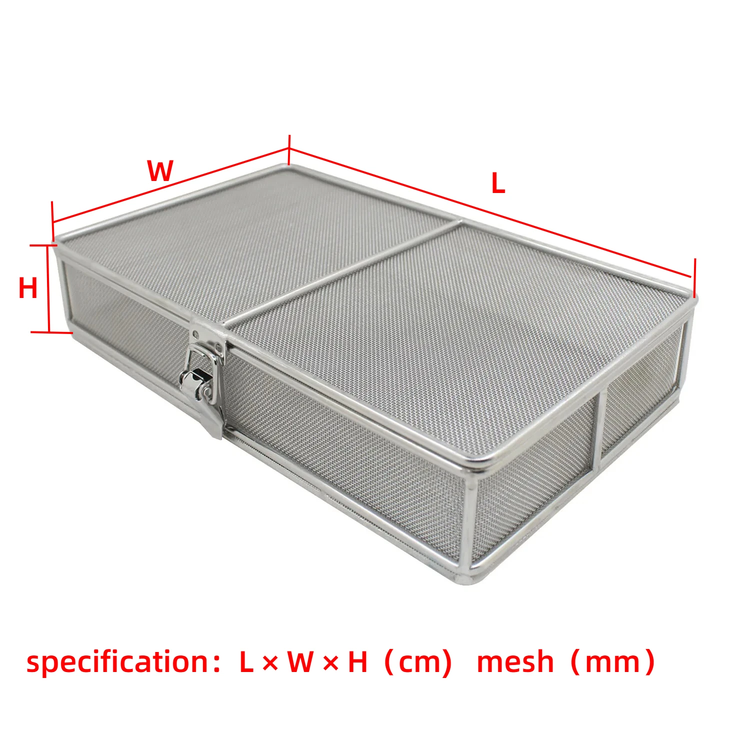 Stainless Steel Mesh Basket with Lock and Lid Storage Basket Ultrasonic Cleaning Box Medical Instrument Sterilization Basket