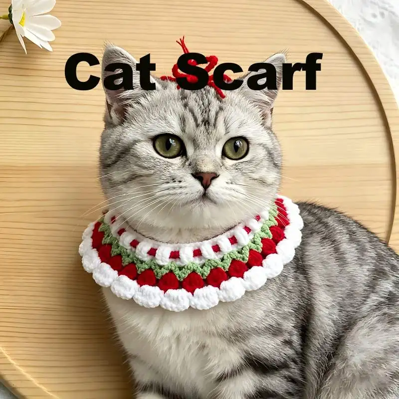 

Pet Cat Necklaces drool bib White Red Green adjustable Hand-woven Puppy Collar Adjustable katzenzubehör Puppy Accessories