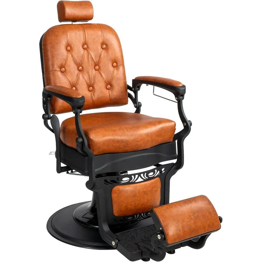 

Heavy Duty Vintage Recline Barber Chair Hydraulic with rest, Supports up to 700lbs & 360° Rotatable, Proional Sn Beauty Spa Sham