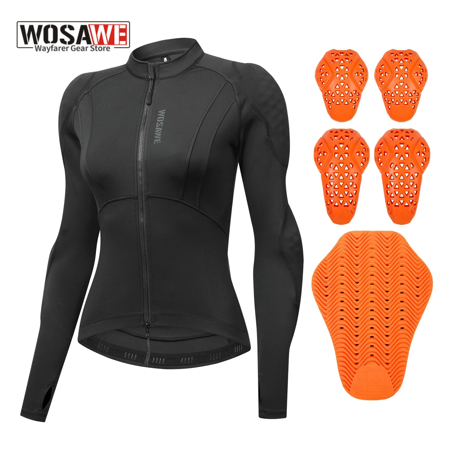 WOSAWE Summer Motorcycle Jacket with Pads Women's Riding Jersey Long Sleeve Stretch Jacket Breathable YKK Zipper Thumb Hole