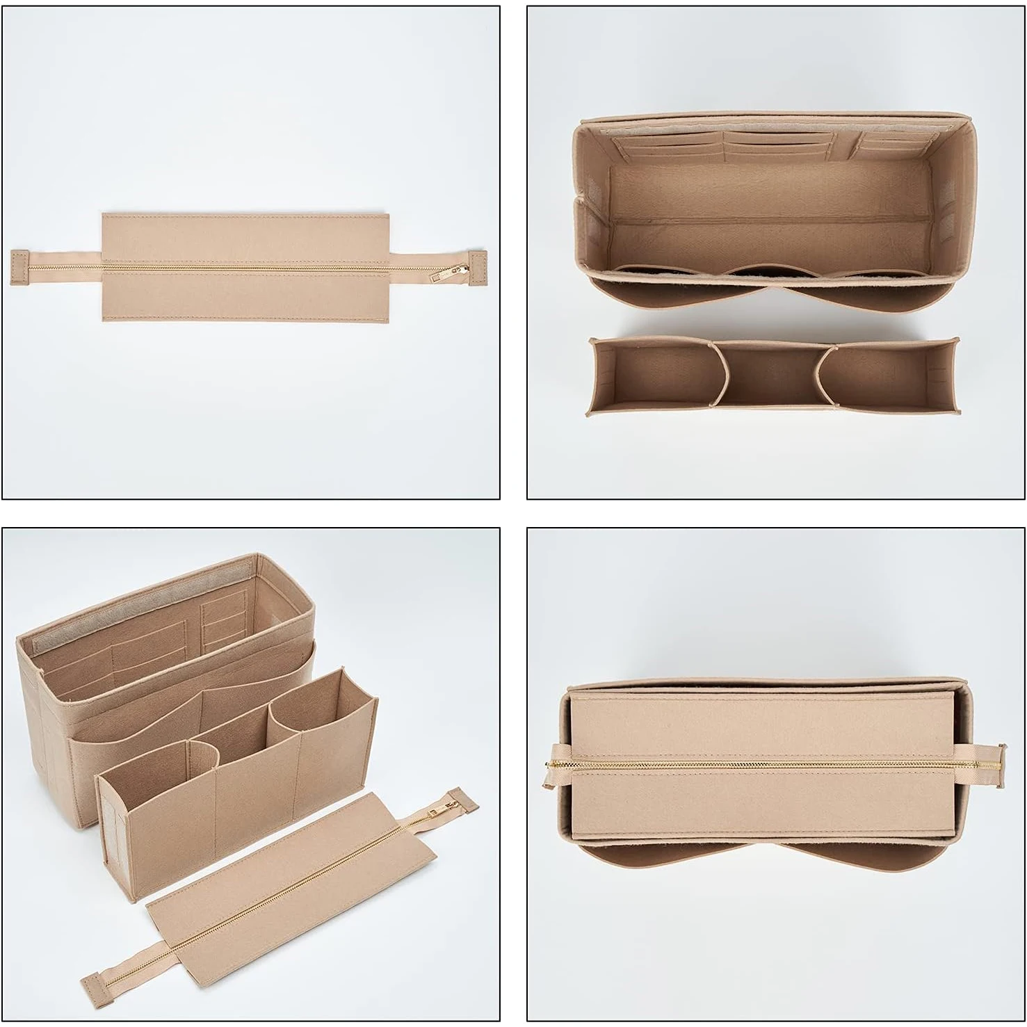 Фетровая вставка-органайзер для сумки Onthego MM со съемными карманными разделителями на молнии для управления беспокойством кошелька