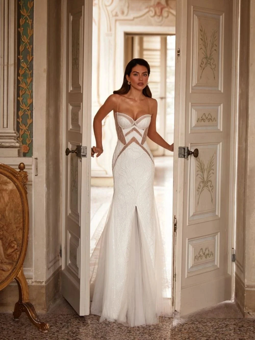 Abiti da sposa moderni guaina sirena abiti da sposa Sexy senza maniche Backless lunghezza del pavimento Robe per abiti da festa formale De Novia