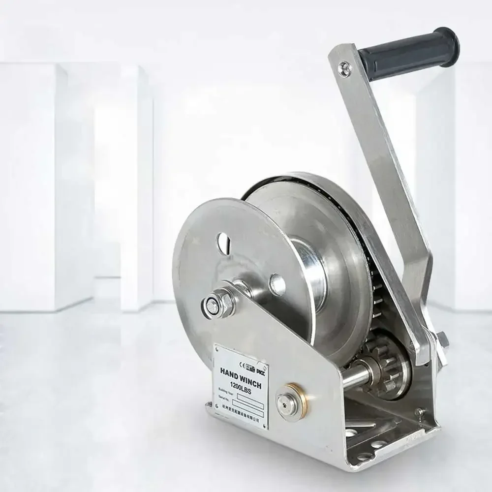 

1200lb Stainless Steel Hand Crank Two-Way Self-Locking Manual Winch Household Portable Traction Hoist with Brake Manual Winch