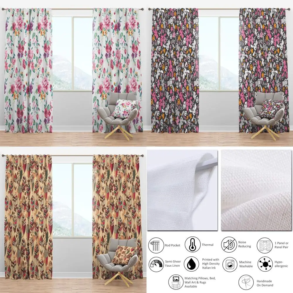 ستائر زهرية معزولة حراريًا باللون الوردي والأرجواني والأصفر لغرف النوم وغرف المعيشة - مثالية لكفاءة الطاقة والأناقة #1