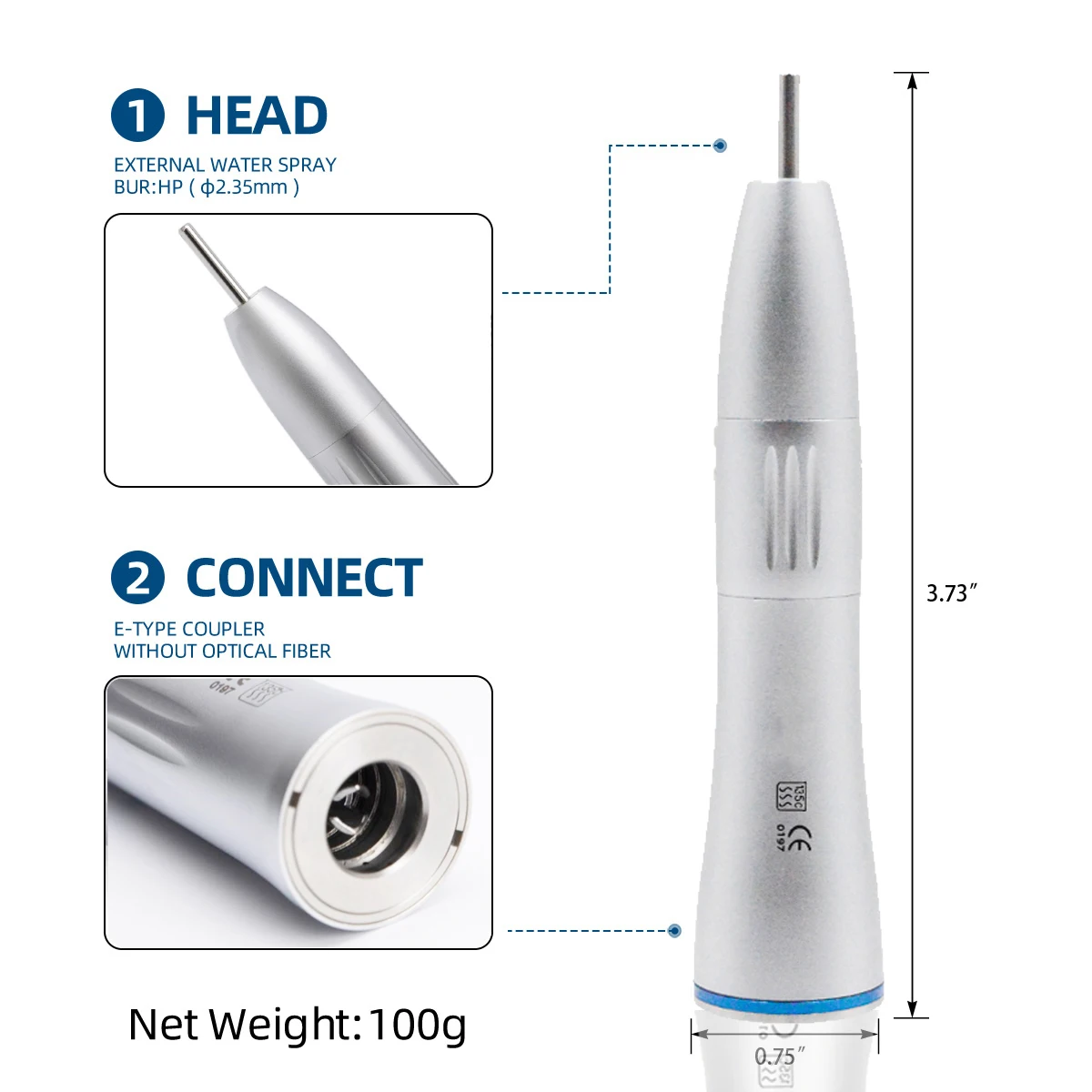 Dental Low Speed Handpiece Inner Water Spray Straight Contra Angle 2/4Holes Air Motor Air Turbine Dental Handpiece