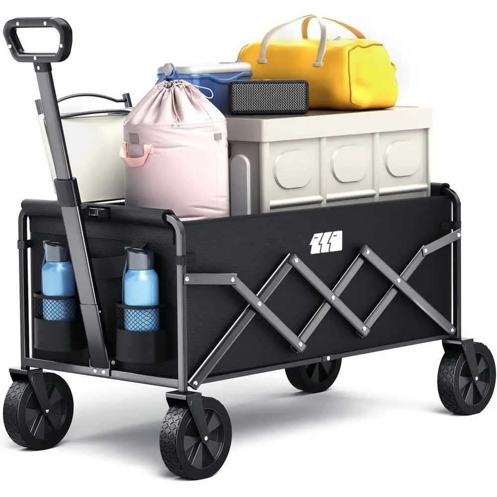 

Складная универсальная тележка повышенной прочности с грузоподъемностью 180 фунтов для кемпинга, покупок, садоводства, пляжа и спорта (черная)