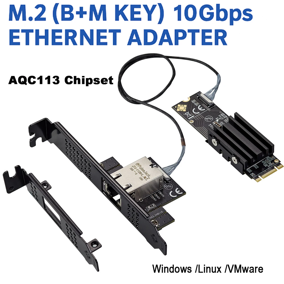 

Серверная сетевая карта 10 Гбит/с/10Gbe M.2 с чипом AQC113, клавиша B, ключ M, сетевой адаптер PCIe, 10 ГБ Ethernet-карта для ПК/серверов, высокоскоростная