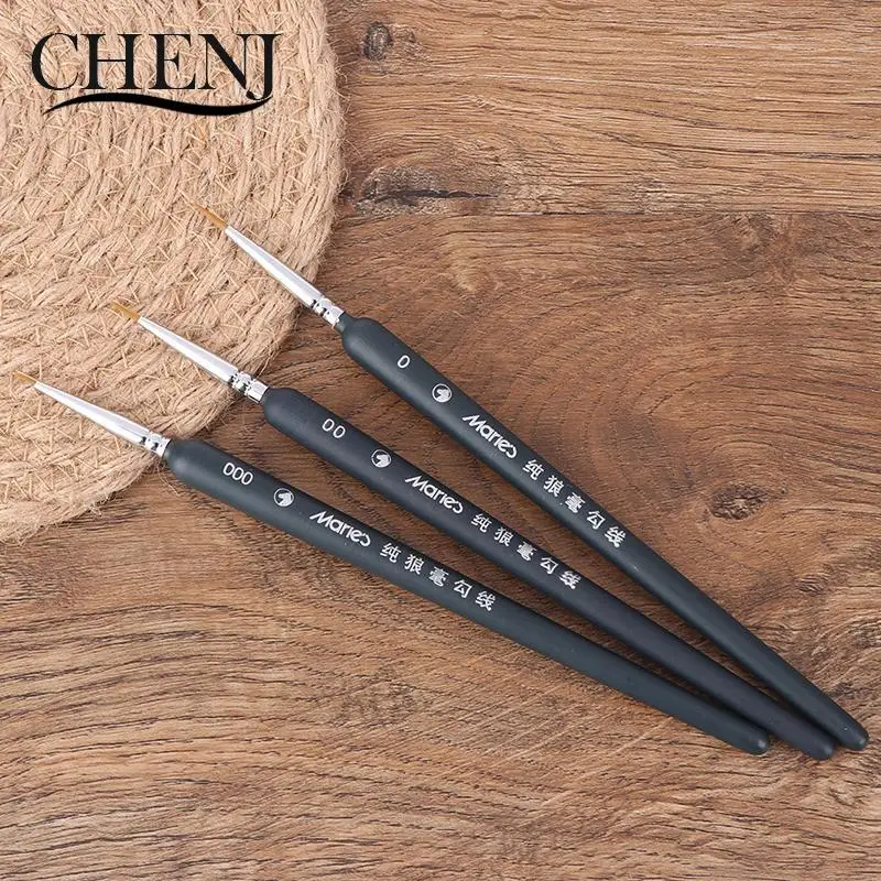 3Pcs Miniature Paint Detail Brush 0/ 00/ 000 Wolf Hair Professional Fine Detailing For Art Supplies Drawing Art Pen Paint Brush
