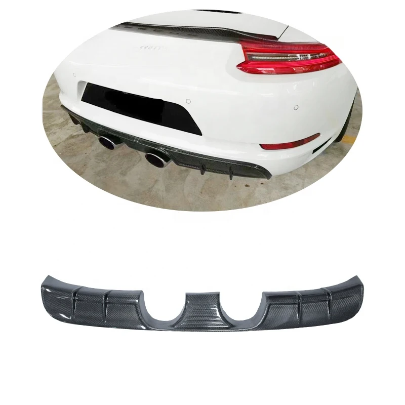 

Диффузор-спойлер из карбона/FRP для заднего бампера, подходит для Carrera 911 991.2 2015-2018, с центральным выхлопом