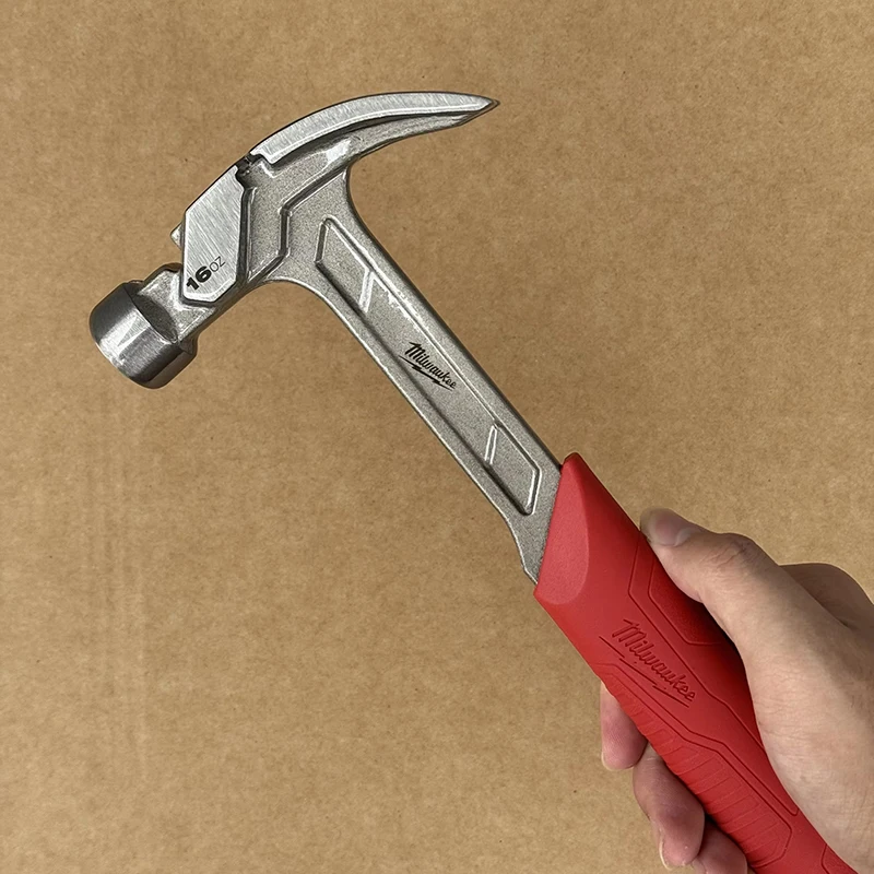 Milwaukee 4932478655 16oz Rip Claw Hammer One-Piece Forged Steel with ShockShield Anti-Vibration Grip for Carpentry & Framing