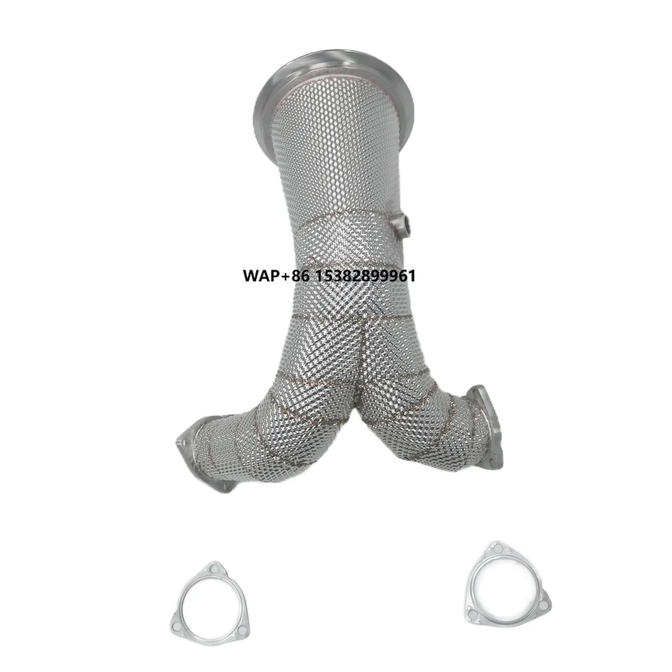 

High Performance Stainless Steel SS304 TIG Welded Exhaust Straight Header Downpipe for S4 B9 2019-2022 3.0T Heat Shield