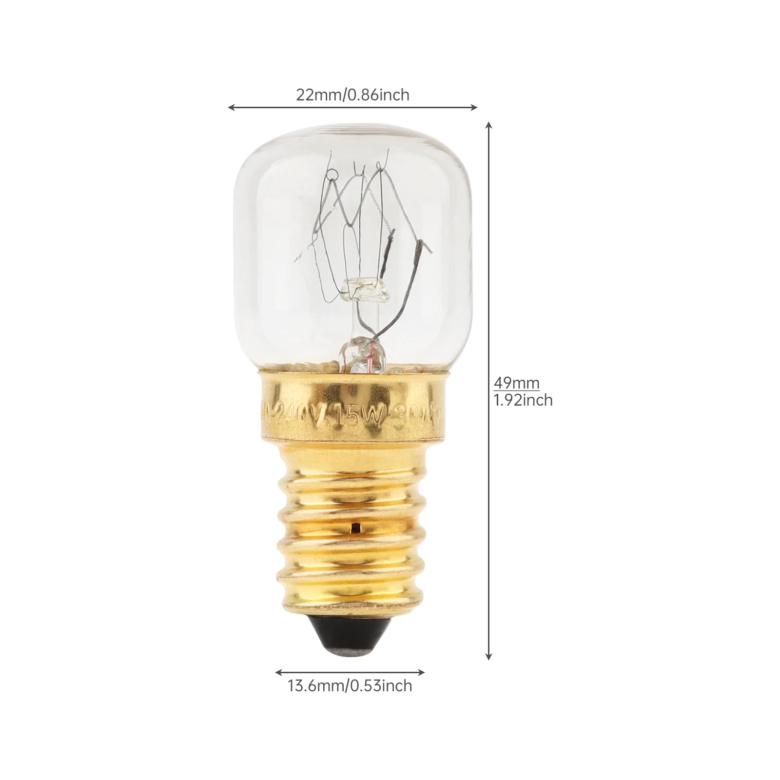 6pcs E14 Oven Light Bulbs Small Screw Cap Warm White 2700K 300 Celsius Heat Resistant Dimmable Oven Lamp Bulbs