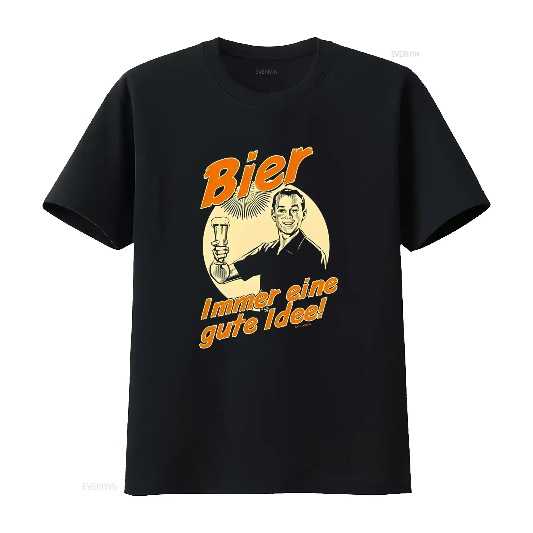 Fun T Shirt Bier Immer Eine Gute Idee Cool Retro Beer Lover  vintage Washed streetwear Stylish graphic homme Breathable Unisex