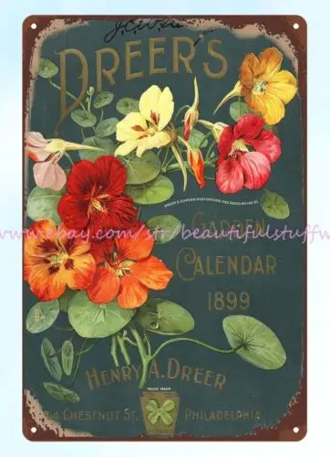 1899 Dreers Superb Nasturtiums metal tin sign dining room wall decor