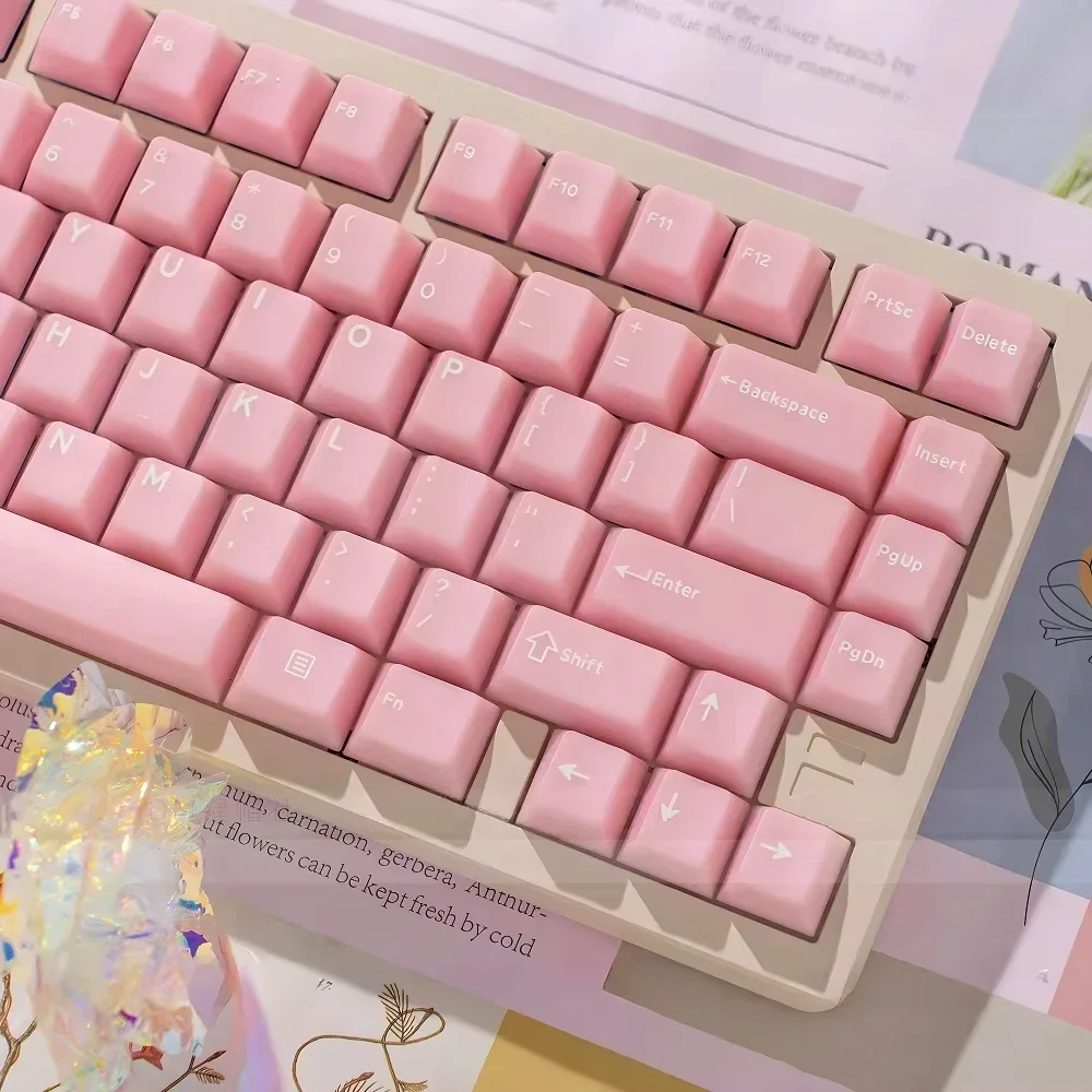 Pink Jade Key Cap PBT 140 Key Cherry Girl Gift for 60/64/84/98/108 Mechanical Keyboard Accessories