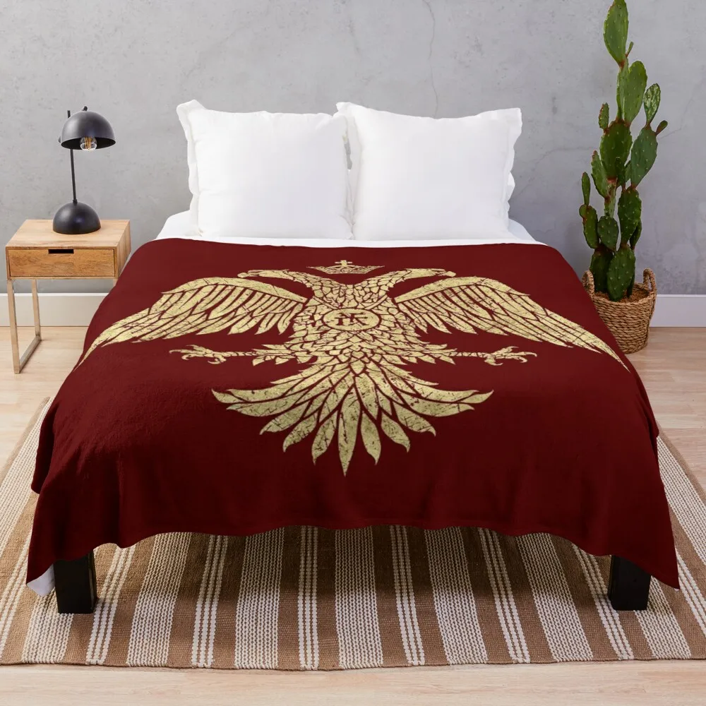 

Byzantine Empire Eagle - Vintage Gold Throw Blanket Moving Blanket Sofa Blanket