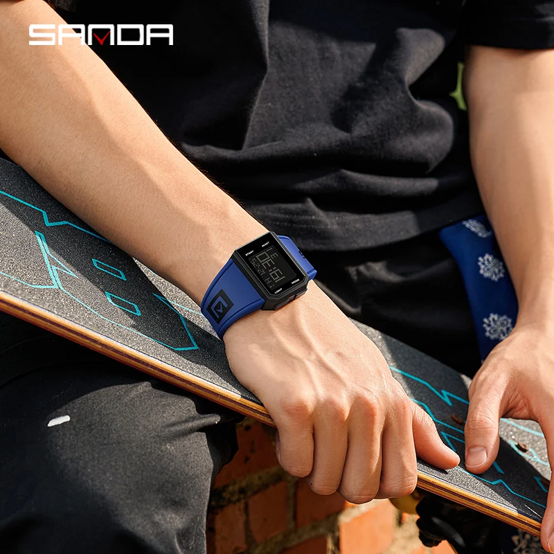 SANDA 9003 Fashion Student Electronic Digital Watch Sports Multi functional Waterproof LED Male and Female Electronic Watch