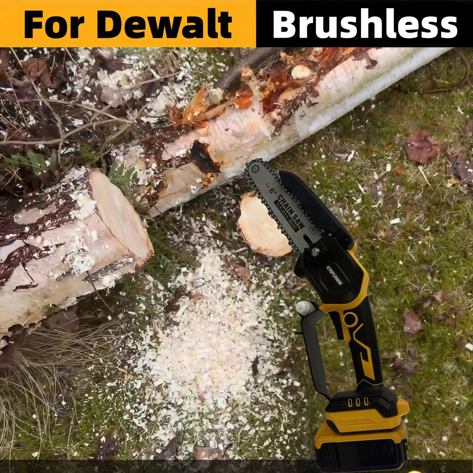 Brushless Cordless Mini Chainsaw Woodworking Cutter for Pruning Logging Compatible with DeWALT 18/20V Battery