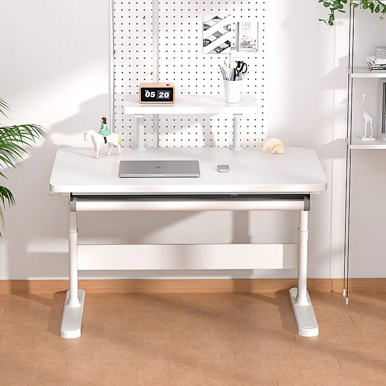 

OEM Wholesale Children Furniture Solid Wood Height Adjustable Simple White Color Kids Computer Study Table Desk