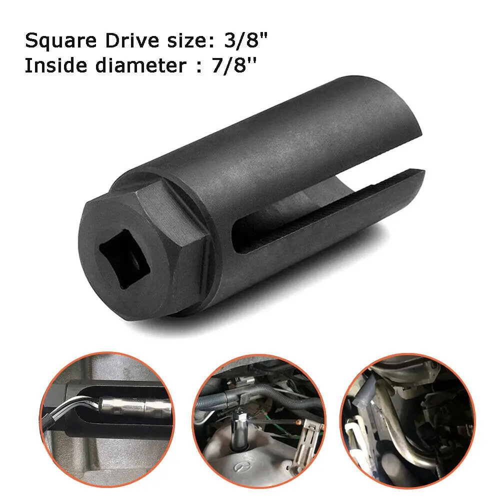 Universal 22mm Oxygen Sensor 7/8\'\' x 3/8 inch Drive Socket Wrench O2 Black Removal Tool