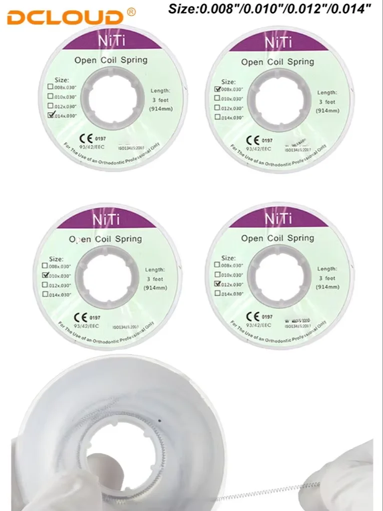 DCLOUD 1Roll Dental Kieferorthopädie Niti Offene Schraubenfedern Länge 914mm Elastische Feder 008'/010'/012'/014' Zahnarzt Ortho Materialien – Detail 5