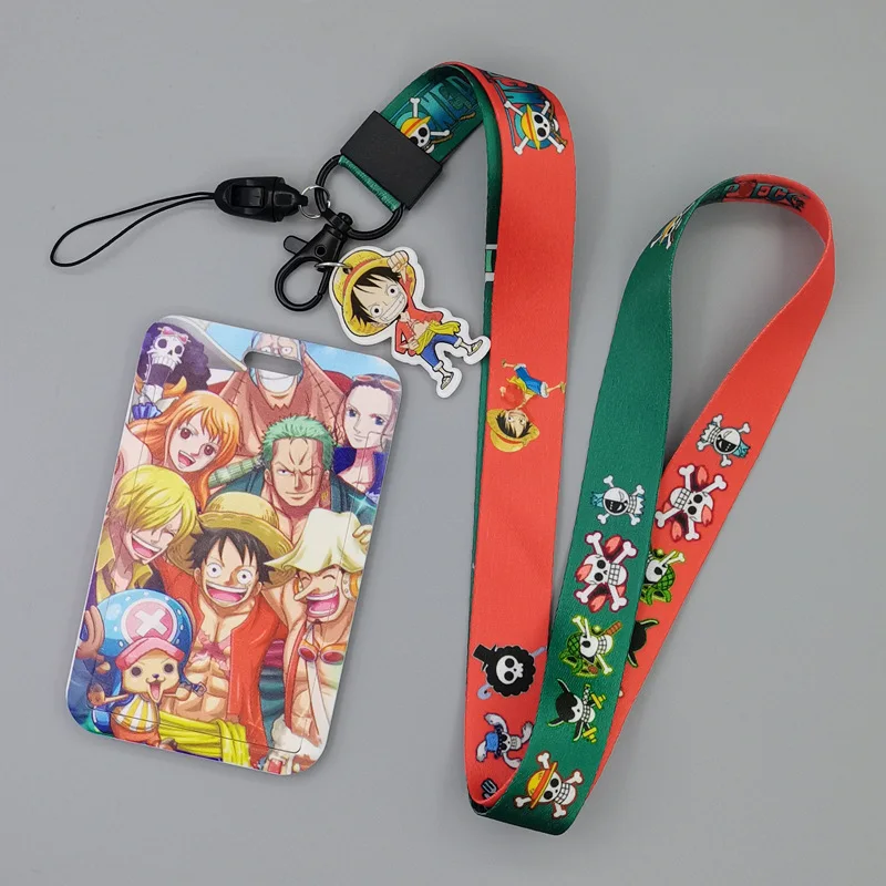 Animation One Piece long rope student meal card protective cover access control card bus card cover key chain hanging holiday gi