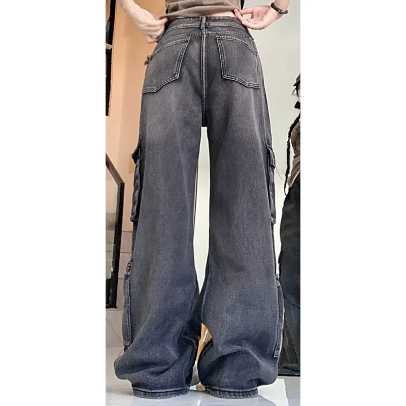 Personalidade de rua hip-hop calças de carga feminino estilo gótico na moda legal jeans para mulher 2025 outono novo vintage wmen jeans