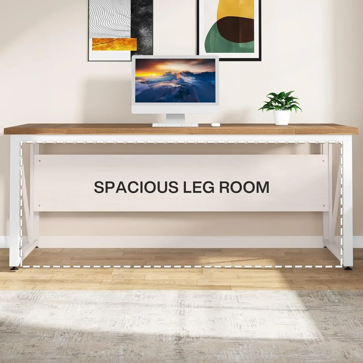 

63-дюймовый рабочий стол и 47-дюймовый боковой шкаф для документов, L-образный компьютерный стол, комплект мебели для домашнего офиса с ящиками и местом для хранения вещей