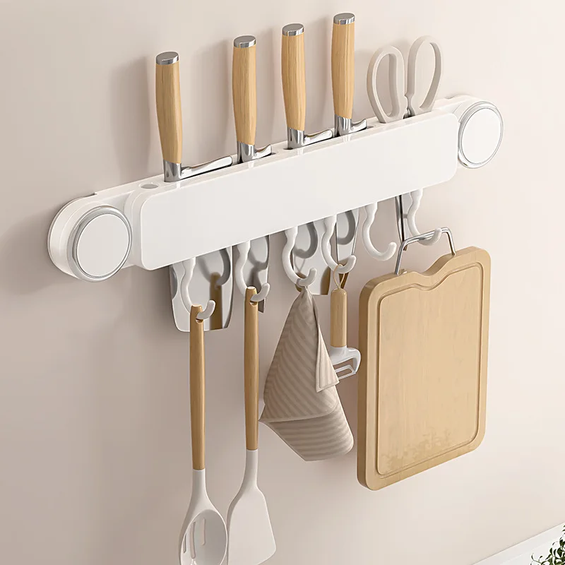 

Kitchen Storage Holders Multifunction Non-punching Suction Cup Spoon Knife Shovel Kitchen Hang Rack Home Organization Holder