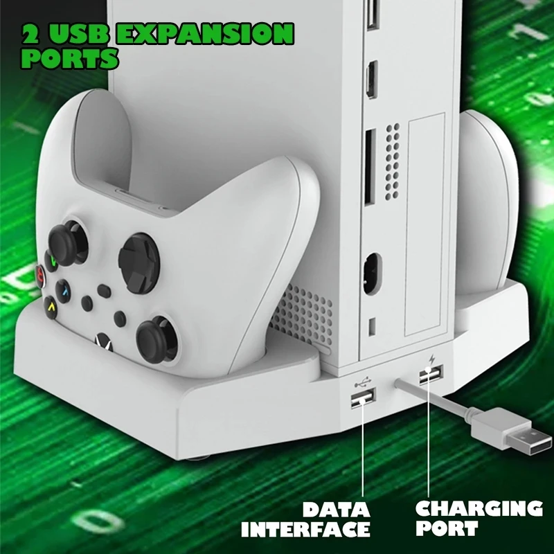 Новинка для XBOX Series S, зарядная станция с двумя контроллерами, вертикальная подставка, держатель охлаждающего вентилятора, зарядное устройство для консоли Xbox ONE/S