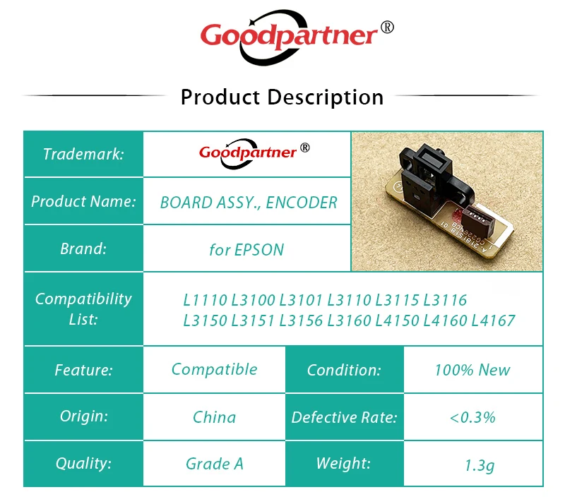 5X 2181518 BOARD ASSY ENCODER for EPSON L1110 L3100 L3101 L3110 L3115 L3116 L3150 L3151 L3156 L3160 L4150 L4160 L4167 L5190