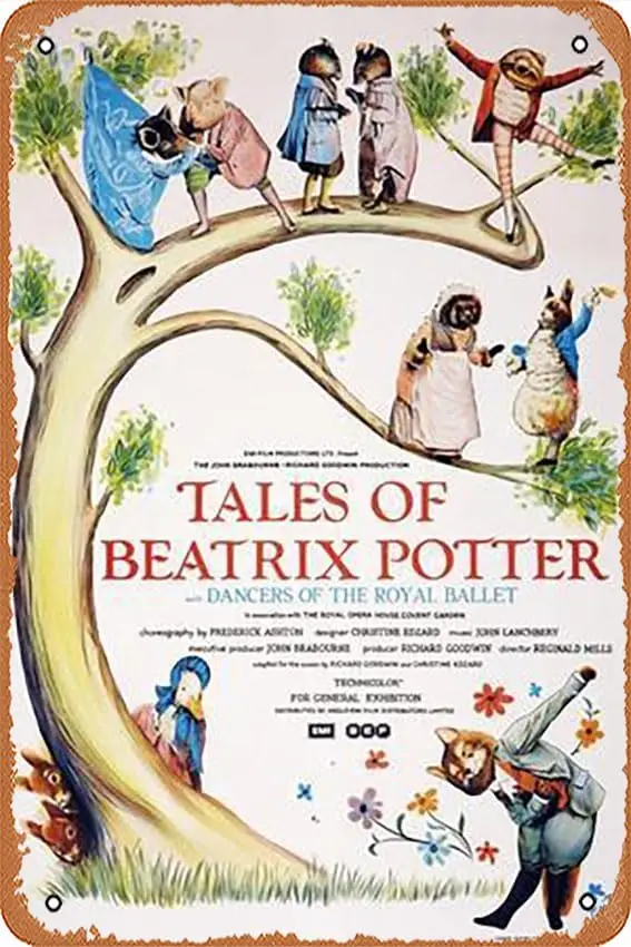 1p,Metal Tin Sign ch - Tales of Beatrix Potter - Poster Metal Plaque Cafe, Bar, Home Wall Decor, liguihan00745