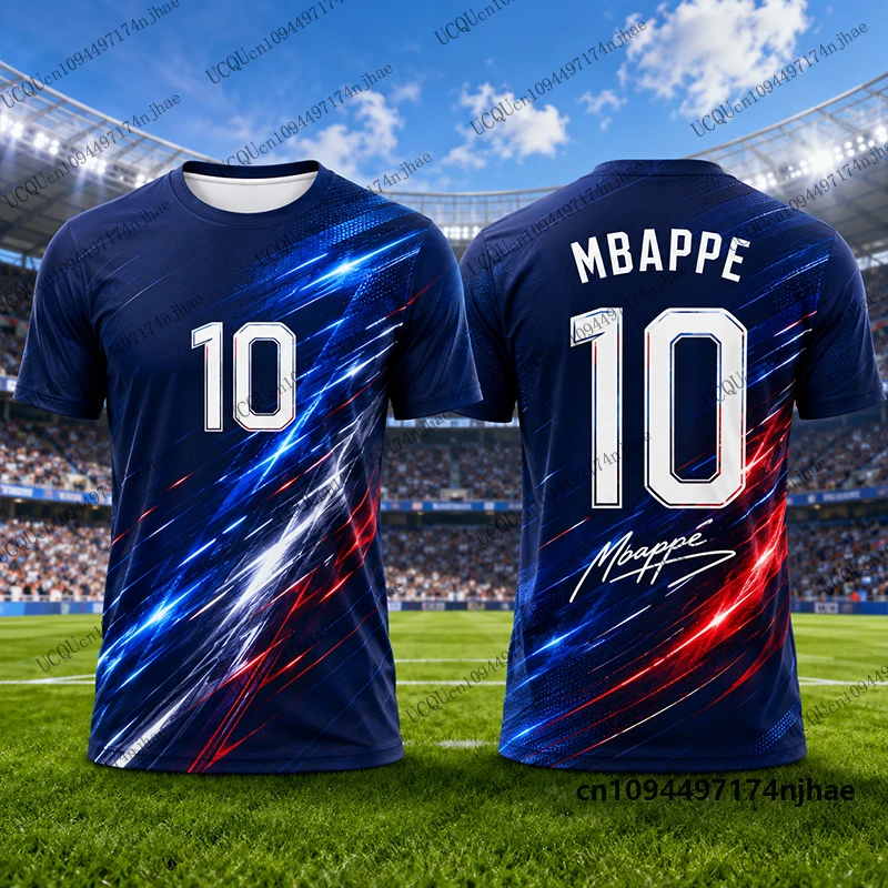 2027 Neues Sondermodell Mbappé # 10 bedruckte Fußballtrikots für Herren, T-Shirt, Sommer, atmungsaktiv, schnelltrocknend, Sport-T-Shirts, lässige Oberteile für Kinder/Erwachsene – Detail 6