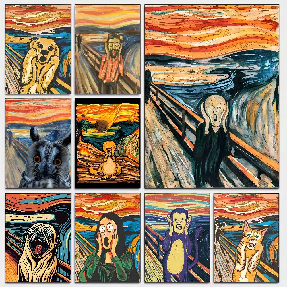Famous Canvas Painting Edvard Munch The Scream Abstract Funny Poster Art With Prints Home Bedroom Living Room Decoration Gift