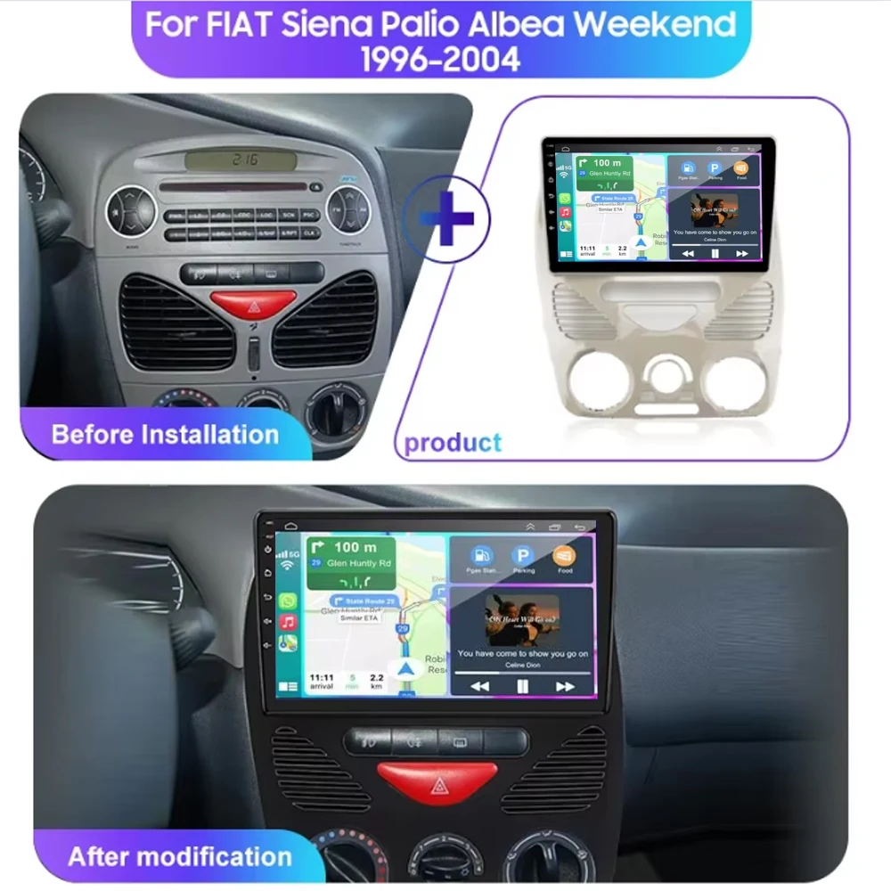 Android 16 Carplay Auto WIFI + 4G For Fiat Siena Palio Albea Weekend 1996 - 2005 Autoradio Stereo Lettore Video Multimediale
