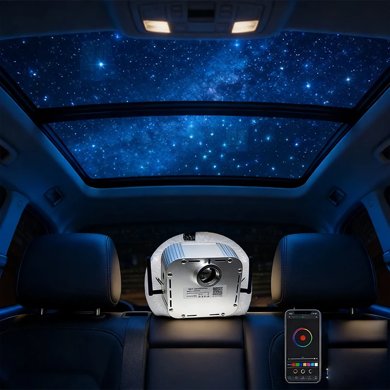 

kit Bluetooth APP Control Starry Twinkle Optic Fiber Car roof LED Light Kid Room RGBW 32W WAPP new RF Lights lamp Star ceiling