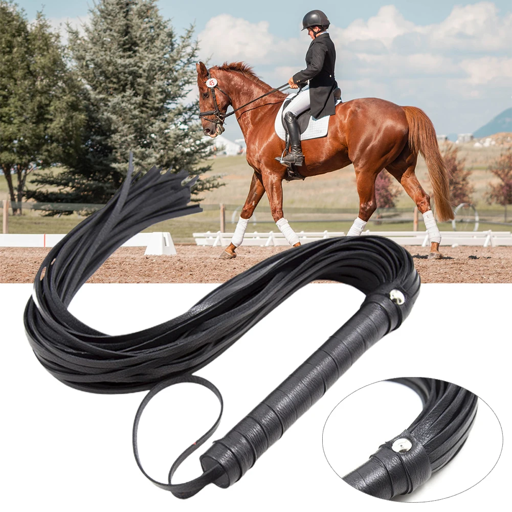 Quality Leather Horse Whip, 25 Paddle Whip for Horse Riding, Comfortable Grip, Perfect for Horse Training, Black Color