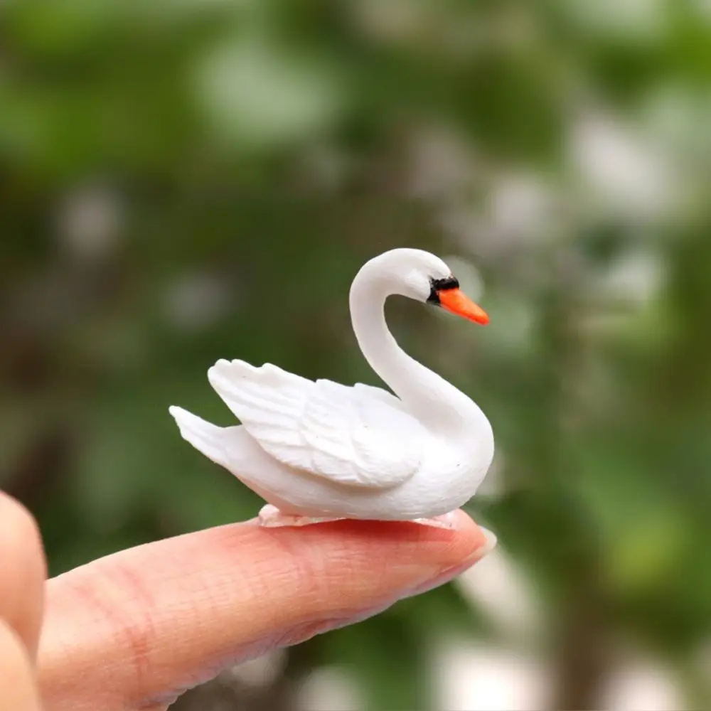 Cartoon Craft Swan Miniatures Animal Cute Goose Model DIY Lover Swan Ornaments Home Decor