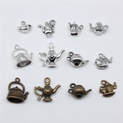 10pcs Kettle Teapot Coffee Pot Charms Antique Silver Color Pendants DIY Crafts Making Findings Handmade Tibetan Jewelry