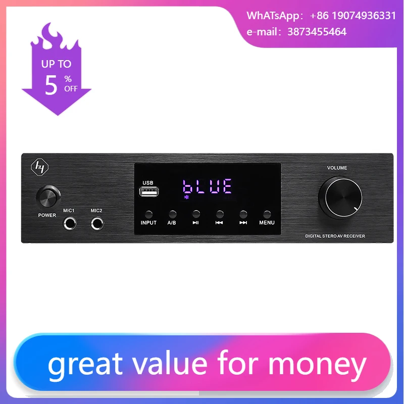 

Stereo A/B Dual Zone Digital Hifi Home Audio Power Amplifier RMS 200W Output