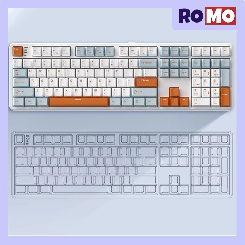 

Monka 3108 Three Mode Bluetooth Mechanical Keyboard 108key Gasket Hot Swap Game Keyboard RGB PBT N-key Rollover Office Keyboard