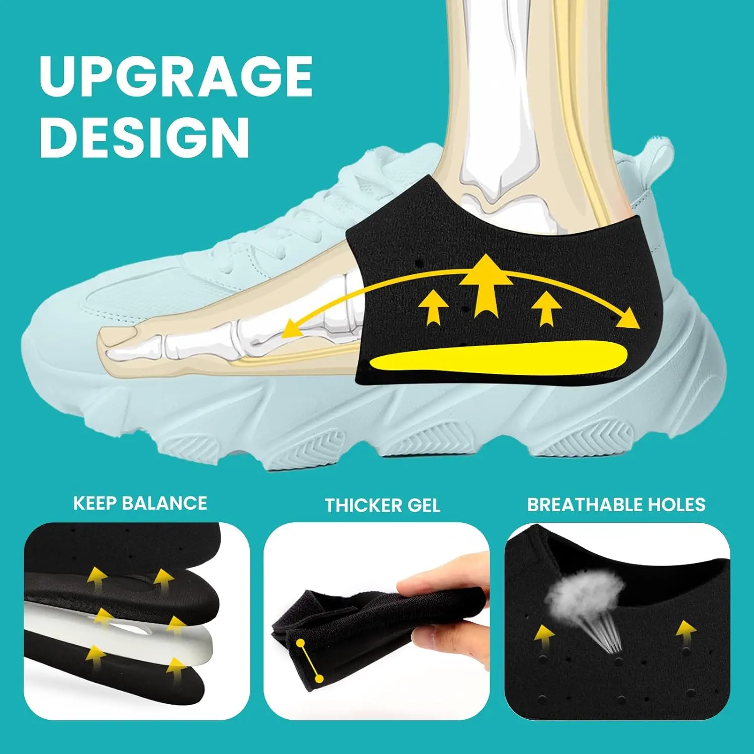 2/4/6 Stuks Sumifun Voet Hak Protector Fasciitis Plantaris Inserts Hiel Pads Gebarsten Droge Achilles Hielspoor pijnbestrijding Herbruikbare