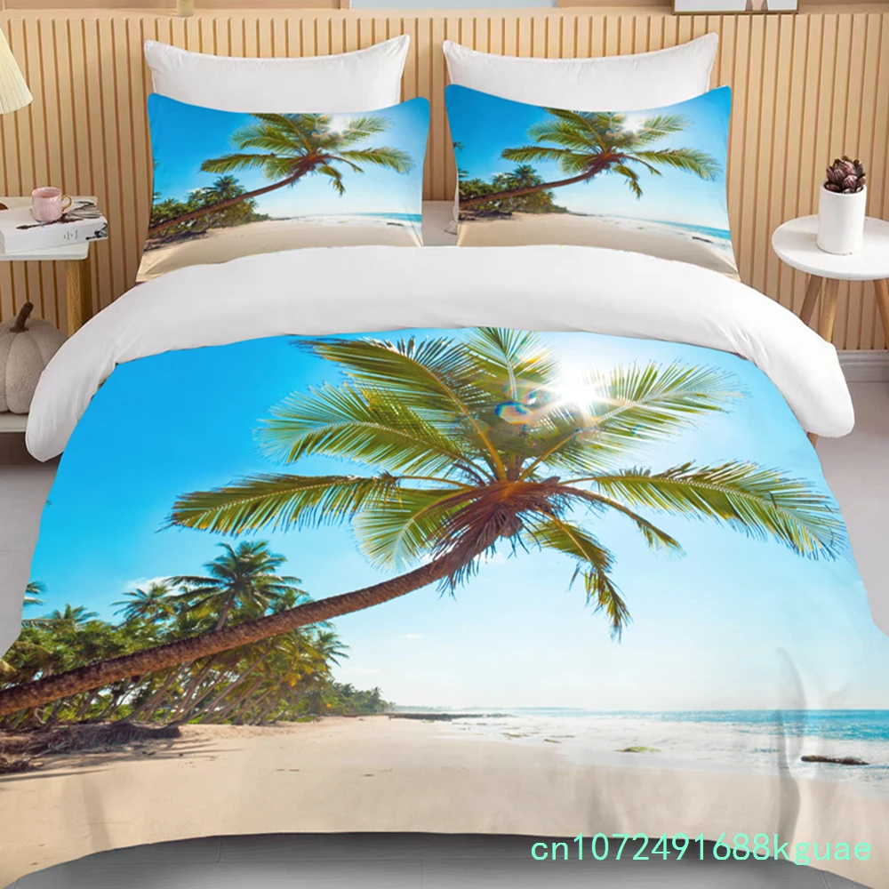 Ocean Bedding Set Coast Beach Duvet Cover Set Blue Starfish Bed Set Kids Teen Shell Home Textiles Summer Bedspread Quilt Cover