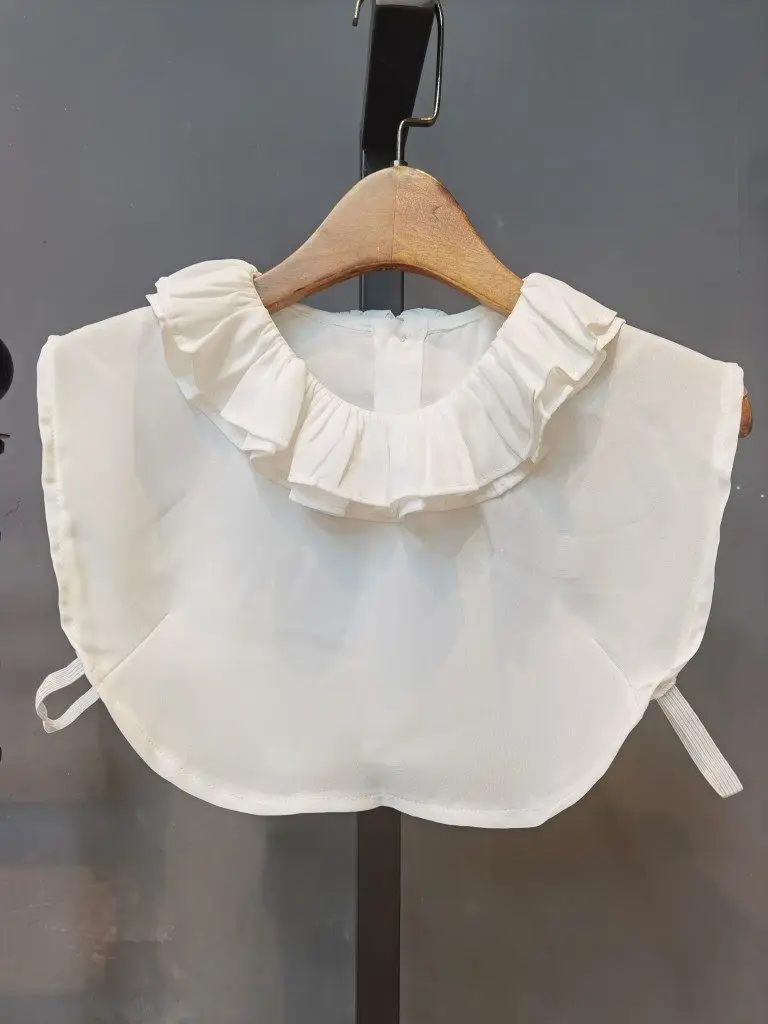 Chiffon Lace Fake Collar Small Ruffle Edge Double Fake Collar Women's Clothing with Crew Neck Accessories Collars for Women
