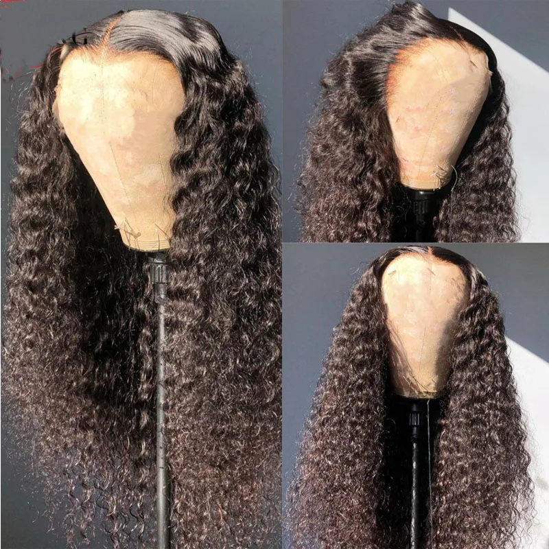 Deep Long Soft Glueless 26inch 180% Density Black Kinky Curly Lace Front Wig For Black Women Babyhair Preplucked Daily Cosplay