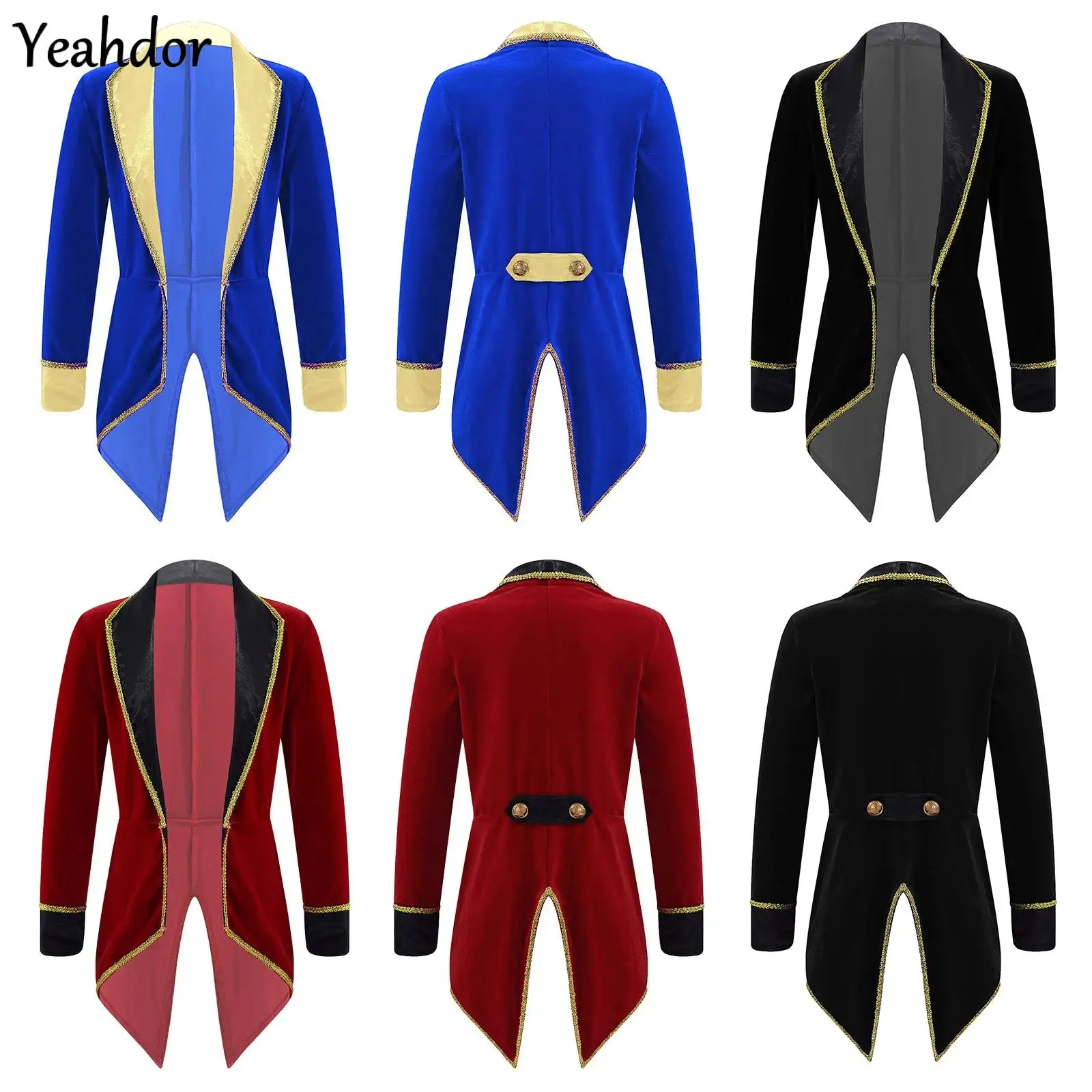 

Boys Girls Circus Ringmaster Tailcoat Jackets Long Sleeves Magician Tuxedo Blazers Xmas Halloween Lion Tamer Showman Costume
