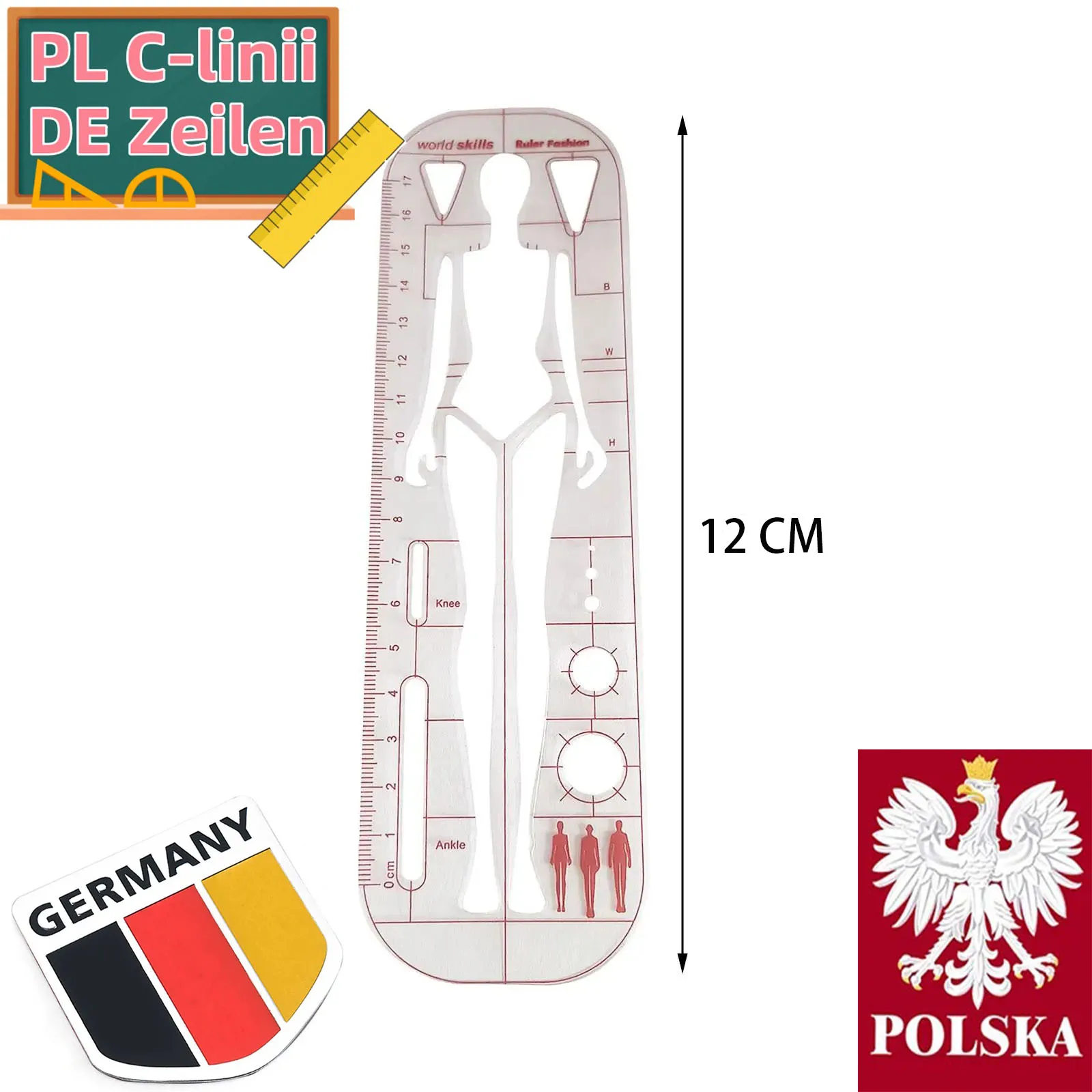 Cclines Curve Ruler Lightweight cccan polska 8 linii Clear Fashion Drawing Ruler Fashion Designing  ccams Pattern Makers oscams