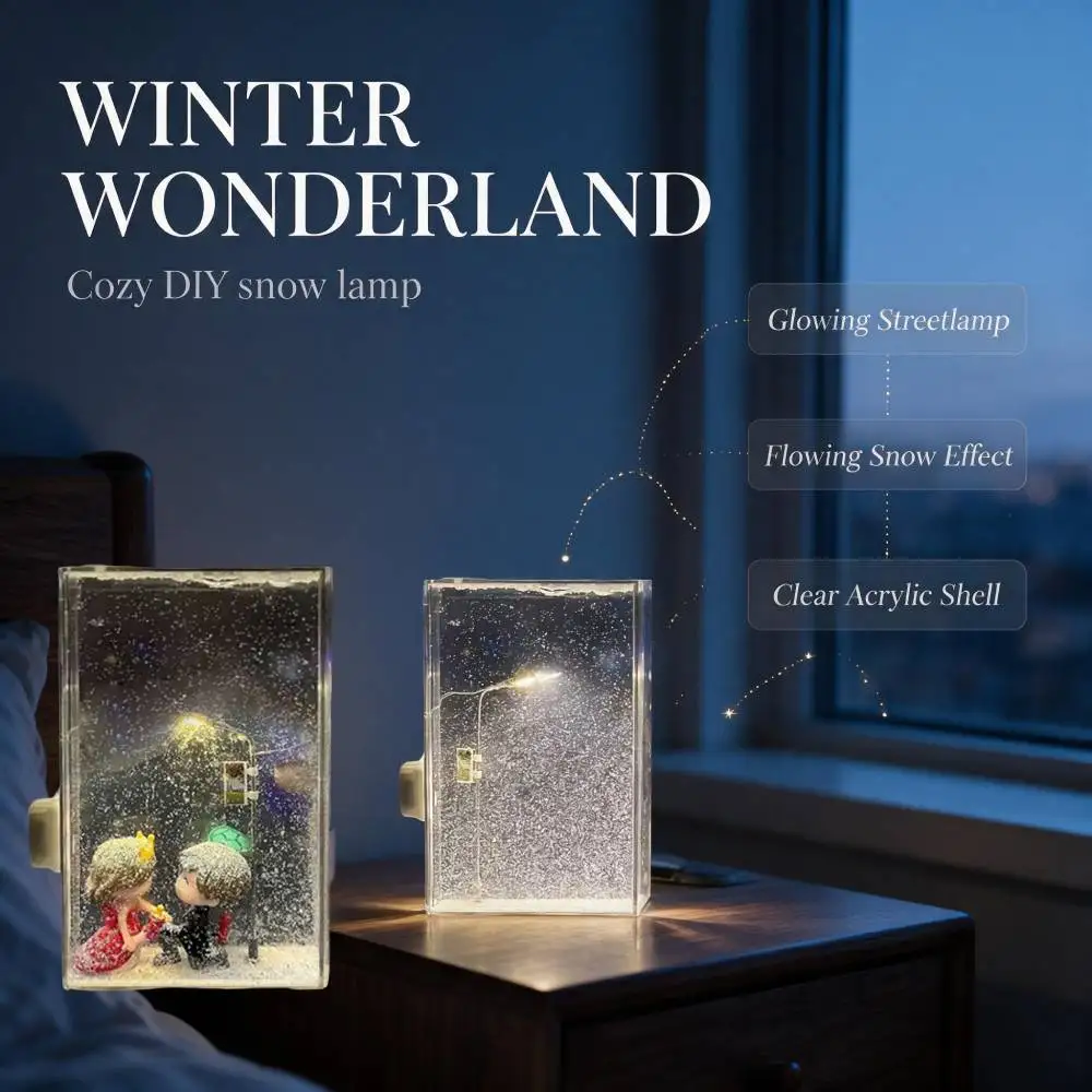Snowy Lamp Material Pack Snow Scenery Night Light Realistic Snowy Night Street Lamp Decorative Acrylic for Home Decor
